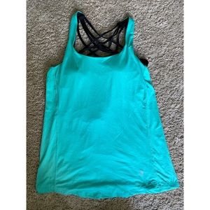 Teal athletic built in bra workout tank size L